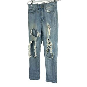 Distressed Denim Jeans Light Wash XXS Shein Women Casual Ripped Style